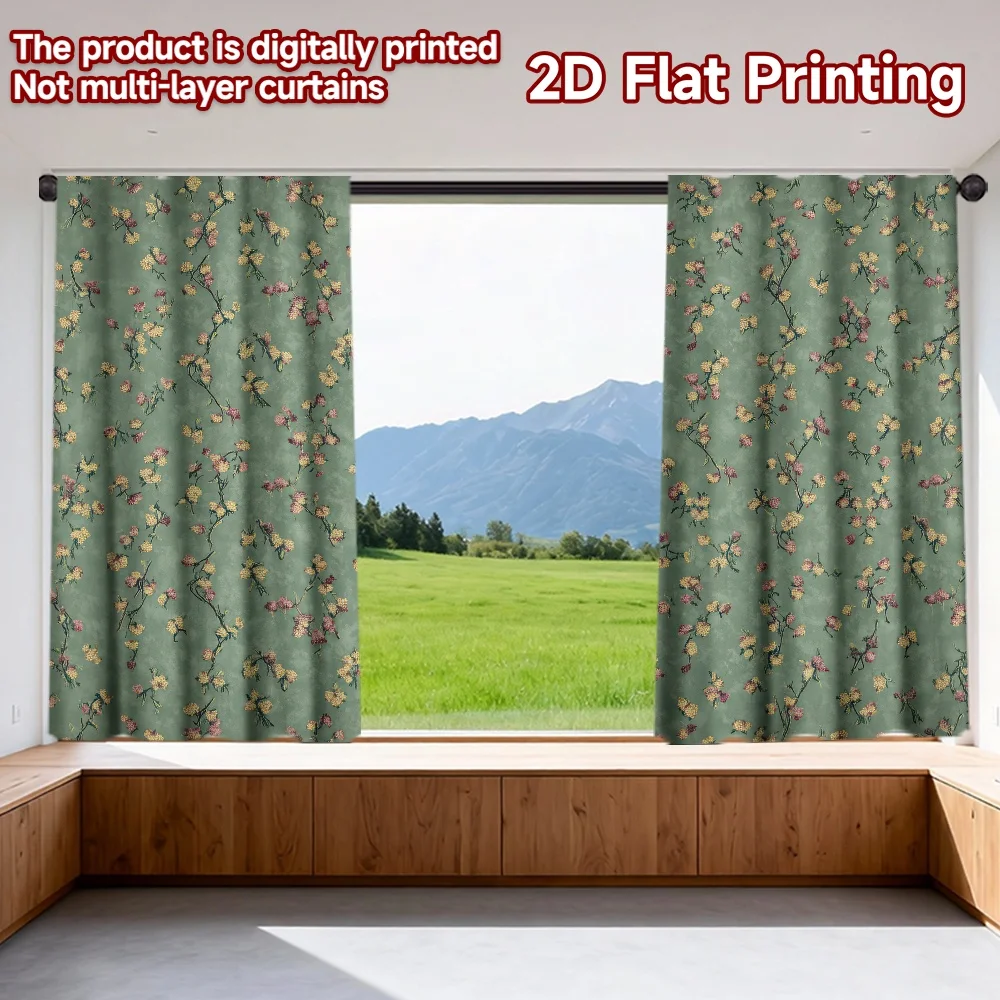 2D flat printing 2pcs Party Window Curtains Vintage Floral Green Backdrop Digital Printed Polyester Drapes Festive Wall Decor
2D flat printing 2pcs Party Window Curtains Vintage Floral Green Backdrop Digital Printed Polyester Drapes Festive Wall Decor