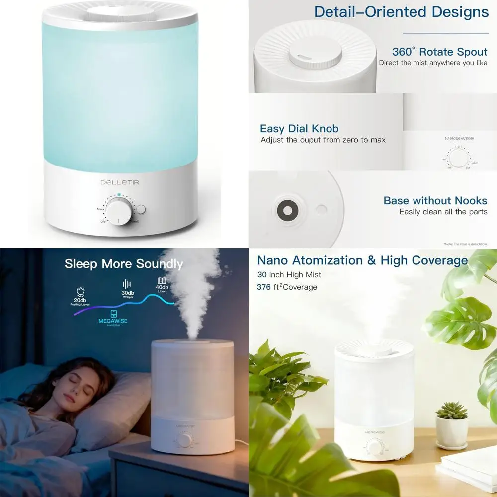 Silent Ultrasonic Humidifier for Baby, Bedroom, Nursery, Home, and Office - 3.5L Top-Fill, Aroma Diffuser, Auto Shut-Off, Easy t
Silent Ultrasonic Humidifier for Baby, Bedroom, Nursery, Home, and Office - 3.5L Top-Fill, Aroma Diffuser, Auto Shut-Off, Easy t