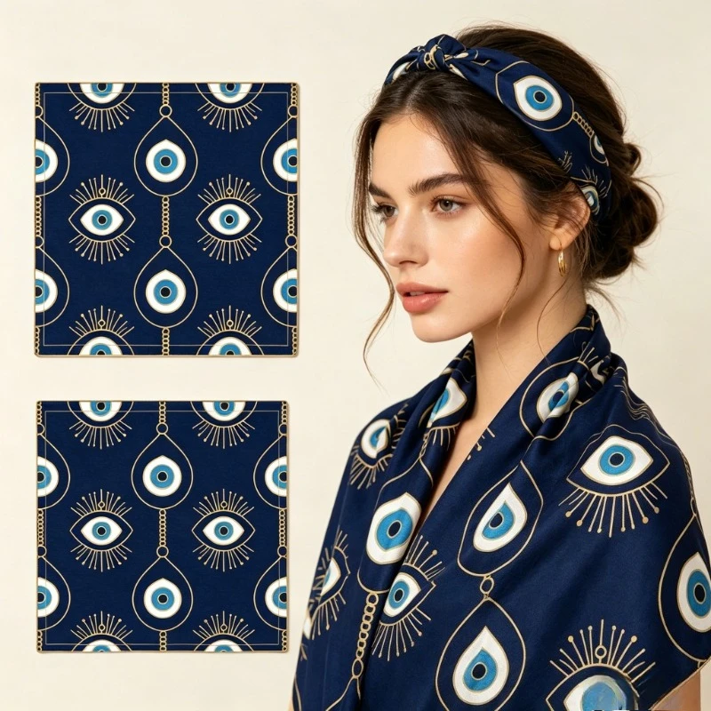 90x90CMGreek Devil's Eye Large Square Scarf Women's Versatile Shawl Hairband Blue Gold Contrast Color Niche Design Light Luxury
90x90CMGreek Devil's Eye Large Square Scarf Women's Versatile Shawl Hairband Blue Gold Contrast Color Niche Design Light Luxury