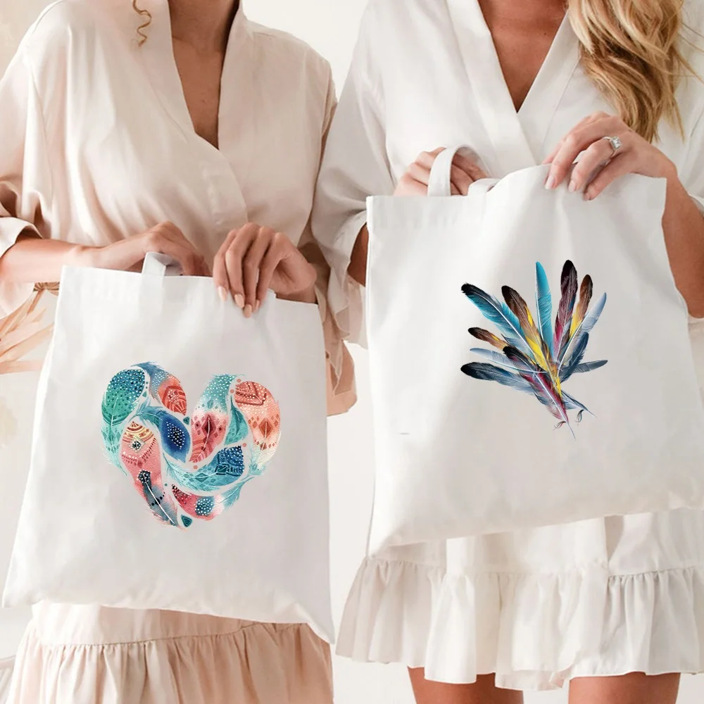 Women's Canvas Shoulder Bag Reusable Shopping Bag Organizer Bags 2022 New Casual Handbags Girls Grocery Tote Feather Series
Women's Canvas Shoulder Bag Reusable Shopping Bag Organizer Bags 2022 New Casual Handbags Girls Grocery Tote Feather Series