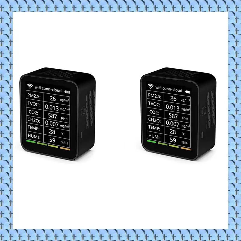 NOCM 2X Tuya Wifi 6 In 1 Air Quality Detector PM2.5 TVOC CO2 CH2O Temperature Humidity Monitor Intelligent Black
NOCM 2X Tuya Wifi 6 In 1 Air Quality Detector PM2.5 TVOC CO2 CH2O Temperature Humidity Monitor Intelligent Black