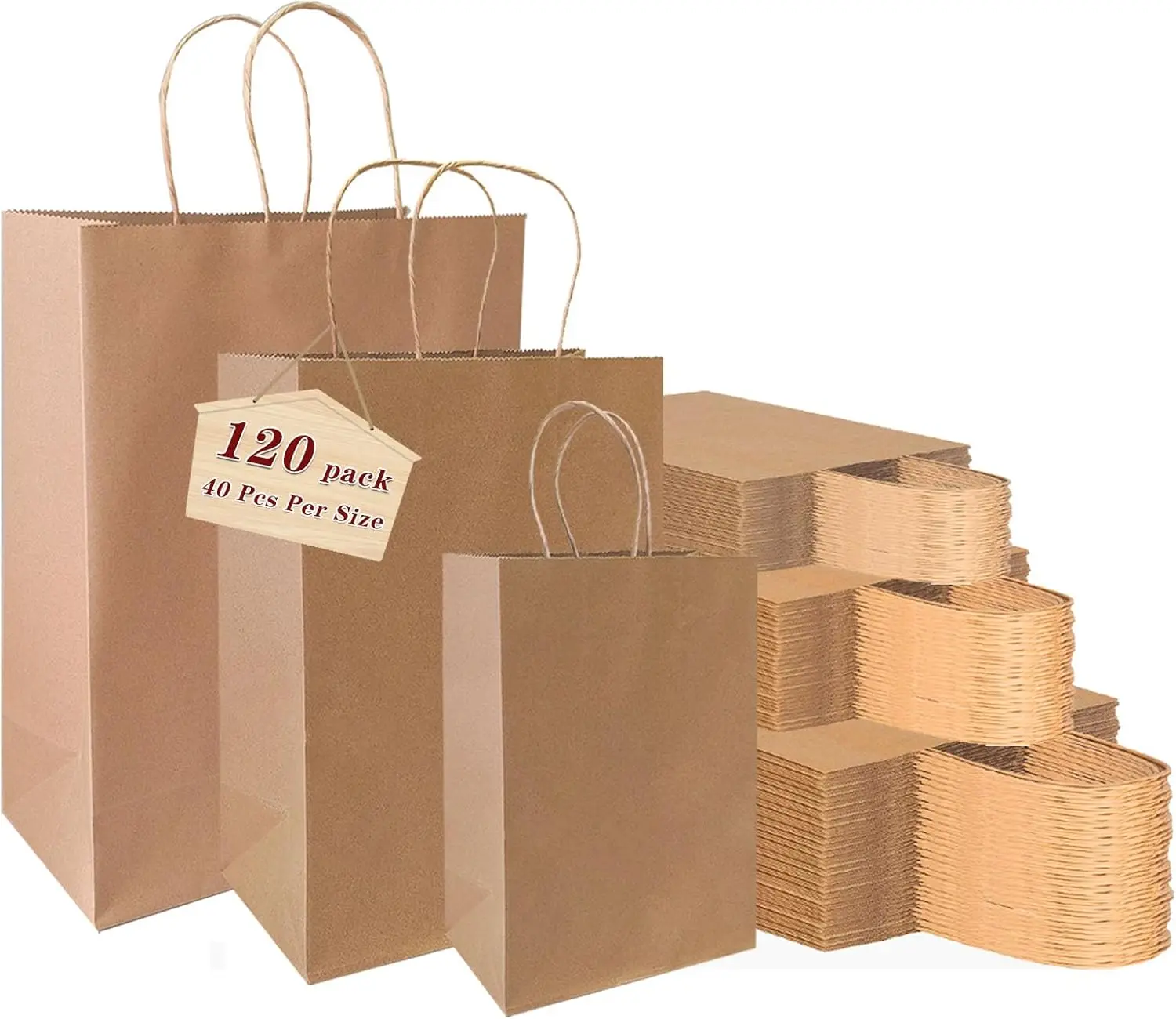 120 Pack Kraft Paper Bags with Handles, Assorted Sizes Gift Bags for Party, Wedding, Retail Merchandise
120 Pack Kraft Paper Bags with Handles, Assorted Sizes Gift Bags for Party, Wedding, Retail Merchandise
