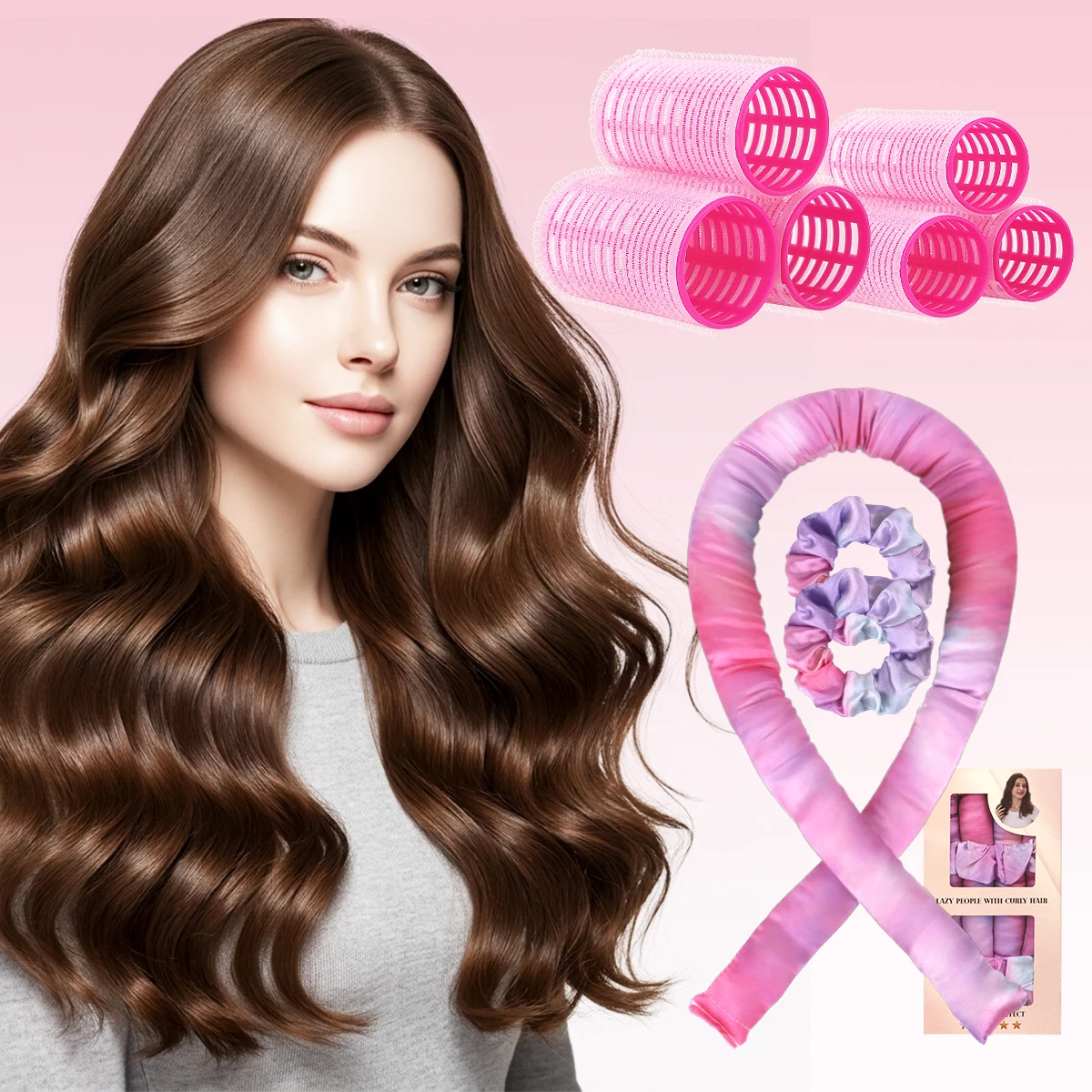 9-piece set without hot curling iron with long hair curler for women's hair overnight curling bag lazy curler set.
9-piece set without hot curling iron with long hair curler for women's hair overnight curling bag lazy curler set.