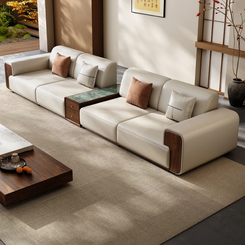 Black walnut solid wood leather inline sofa Song Dynasty aesthetic high-end villa new Chinese style living room home 2025
Black walnut solid wood leather inline sofa Song Dynasty aesthetic high-end villa new Chinese style living room home 2025