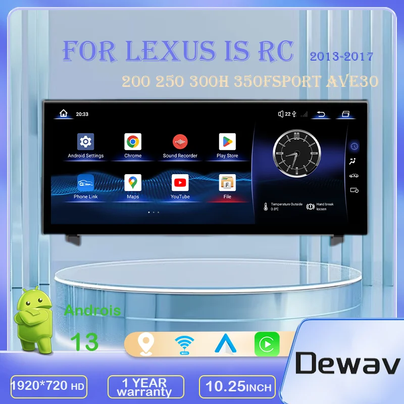 10.25" For Lexus IS RC 250 200 300 350 200t 300h Android 13 CarPlay Qualcomm 668s 2013-2017 Reserved OEM Menu Car Radio Video
10.25" For Lexus IS RC 250 200 300 350 200t 300h Android 13 CarPlay Qualcomm 668s 2013-2017 Reserved OEM Menu Car Radio Video