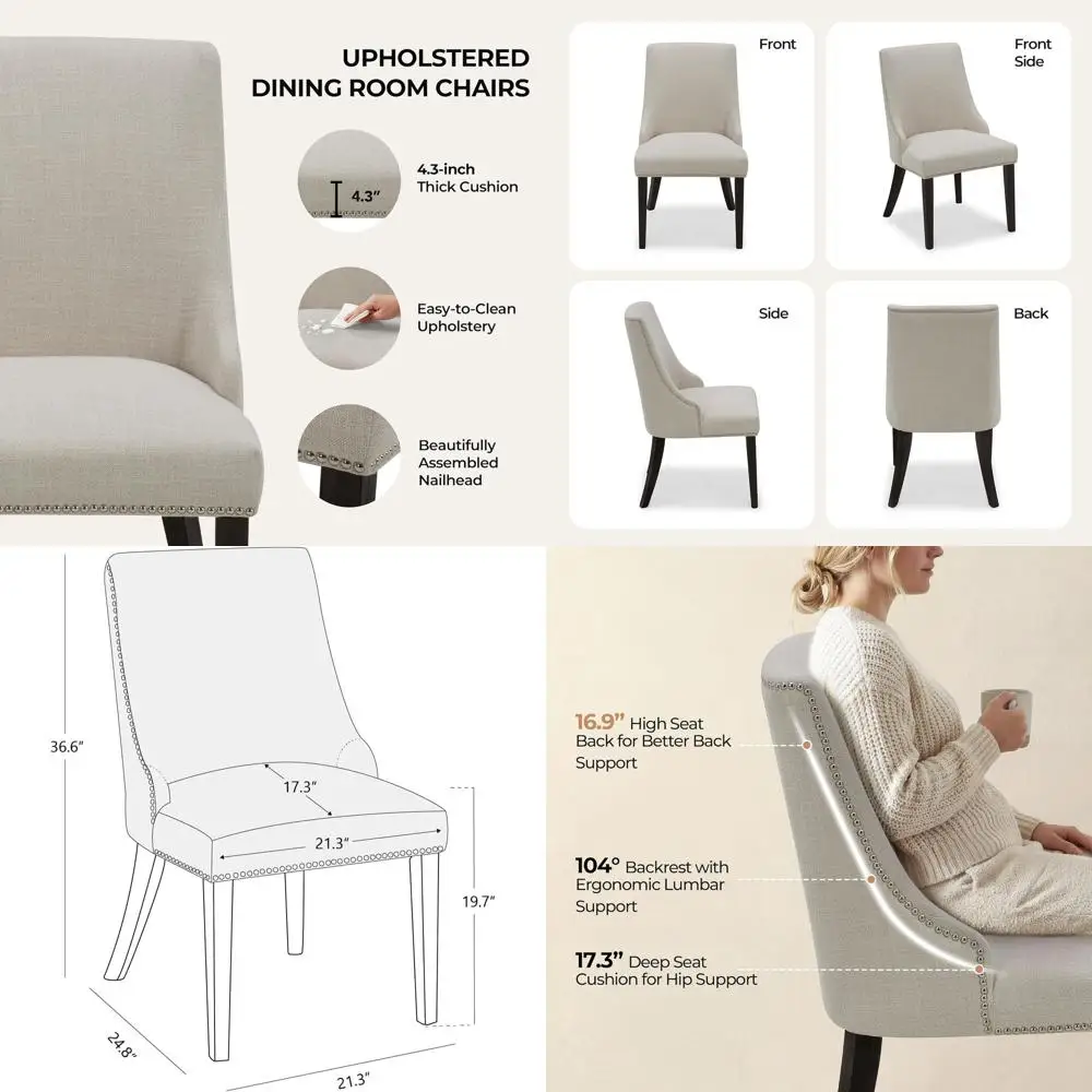 armhouse Dining Chairs with NailTrim, abric High Back upholstered Chairs, Dining Room Chairs Set o 2, Linen
armhouse Dining Chairs with NailTrim, abric High Back upholstered Chairs, Dining Room Chairs Set o 2, Linen