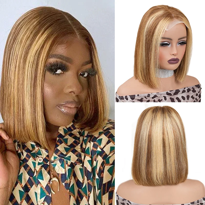 P4/27 Highlight Bob Wig 100% Human Hair 4x4 Lace Front Wigs Pre Plucked Transparent Lace for Women Brazilian Remy Hair Glueless
P4/27 Highlight Bob Wig 100% Human Hair 4x4 Lace Front Wigs Pre Plucked Transparent Lace for Women Brazilian Remy Hair Glueless