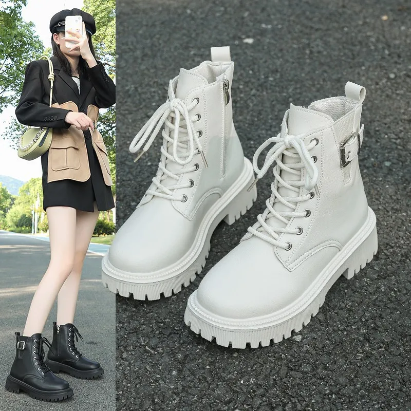 White Boots Women's 2024 New Single Boot British Style Thick Bottom Heightening Short Boots Winter Waterproof PU Leather
White Boots Women's 2024 New Single Boot British Style Thick Bottom Heightening Short Boots Winter Waterproof PU Leather