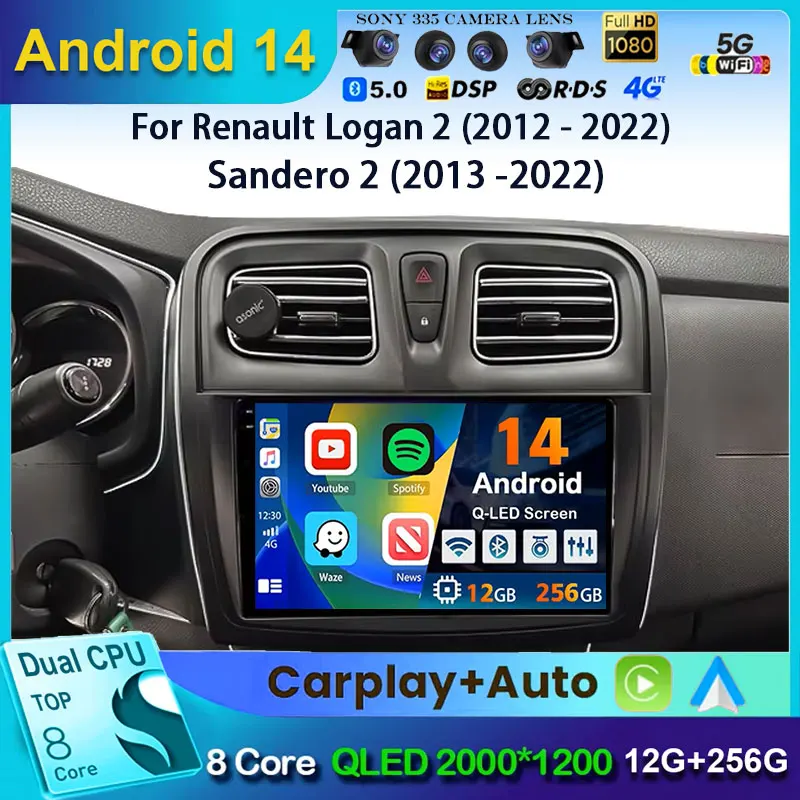Android 14 For Renault Logan 2 2012 - 2022 Sandero 2 2013 -2022 2K QLED Stereo Car Radio Multimedia Video Player GPS 4G
Android 14 For Renault Logan 2 2012 - 2022 Sandero 2 2013 -2022 2K QLED Stereo Car Radio Multimedia Video Player GPS 4G