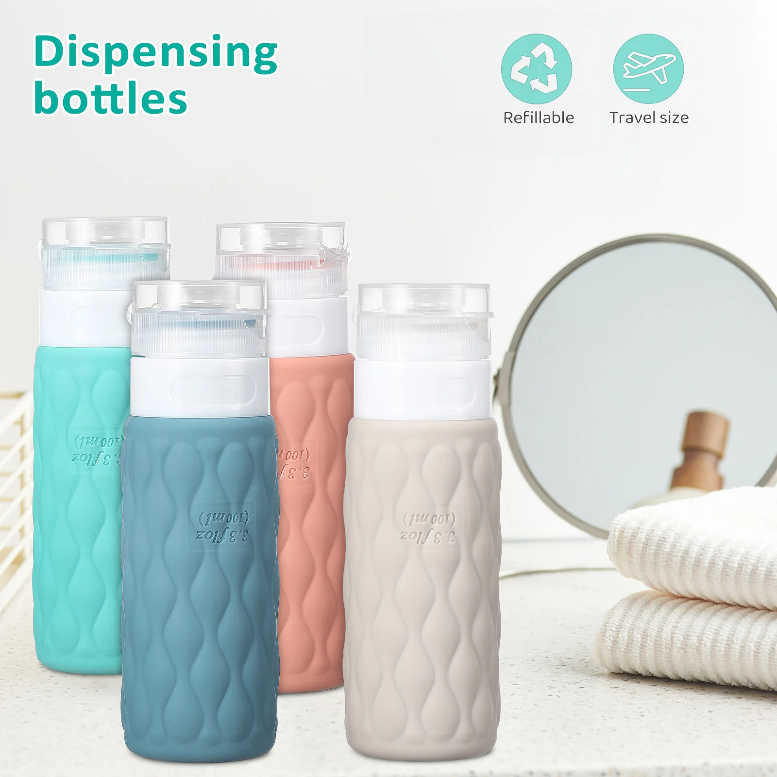 6 pcs Silicone Dispensing Bottles Travel Size Toiletry Lotion Containers Shampoo Cream Refillable Portable Light Durable For
6 pcs Silicone Dispensing Bottles Travel Size Toiletry Lotion Containers Shampoo Cream Refillable Portable Light Durable For