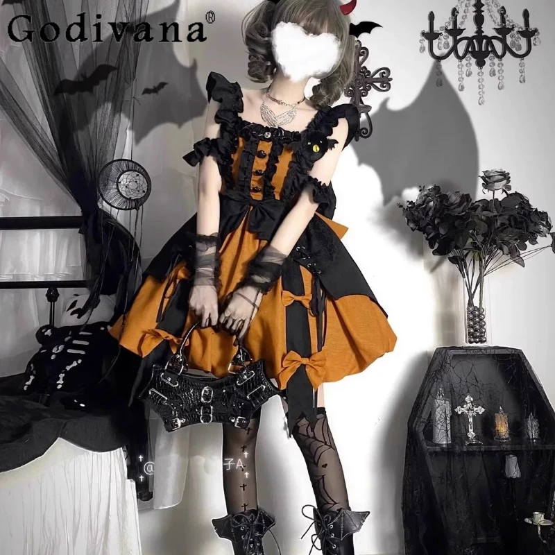 Halloween Cos Dress Girls Sleeveless Back Big Bow Lolita Cute Sweet Short Dress Women's High Waist Princess Dress
Halloween Cos Dress Girls Sleeveless Back Big Bow Lolita Cute Sweet Short Dress Women's High Waist Princess Dress