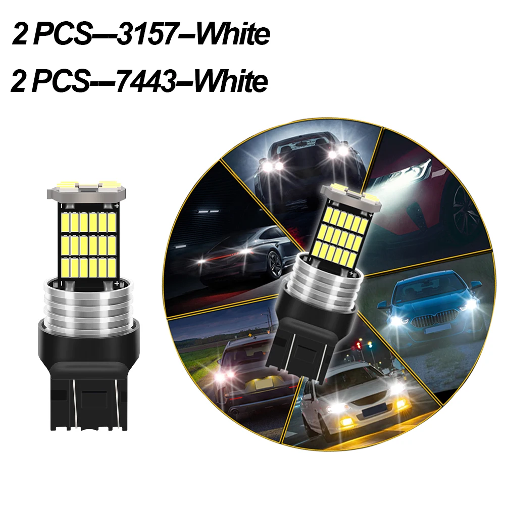 2PCS High Brightness Car LED light 7443 3157 45 * 4014SMD Car Turn Signal DRL Driving Bulb,Reverse Brake Bulb 12v 6000k White
2PCS High Brightness Car LED light 7443 3157 45 * 4014SMD Car Turn Signal DRL Driving Bulb,Reverse Brake Bulb 12v 6000k White