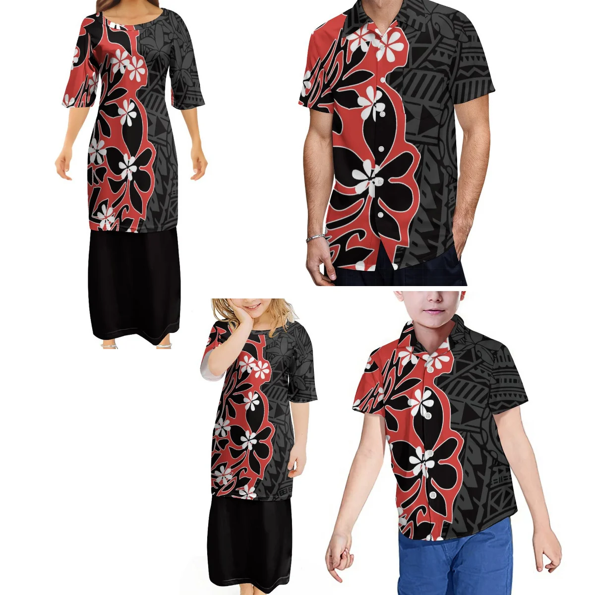 Custom Puletasi Two-Piece Women'S Crew Neck Dress Matching Men'S Shirt Children'S Dress Children'S Shirt Polynesian Family Suit
Custom Puletasi Two-Piece Women'S Crew Neck Dress Matching Men'S Shirt Children'S Dress Children'S Shirt Polynesian Family Suit