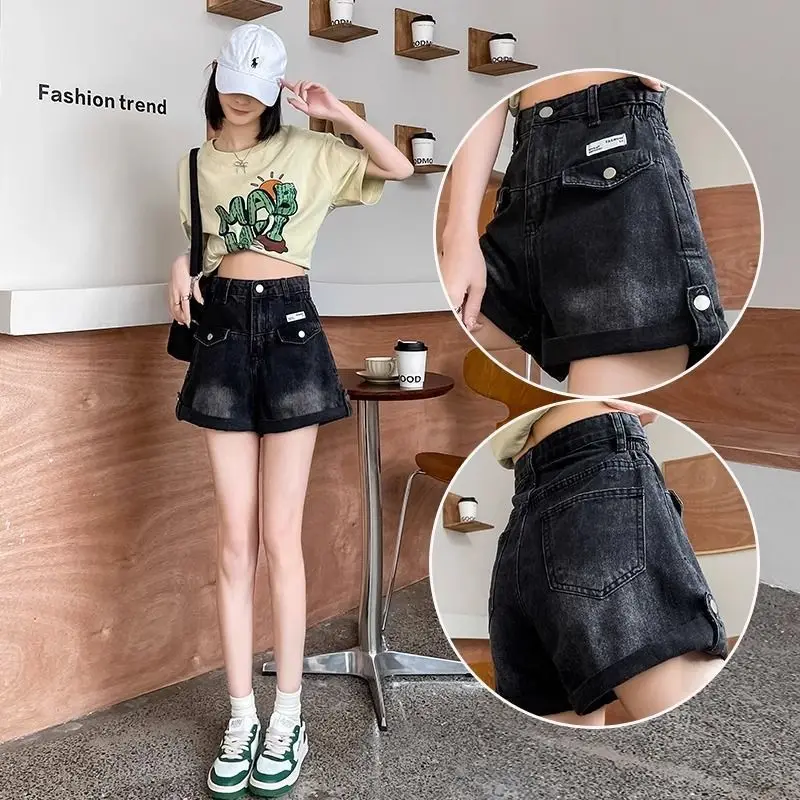 Retro High Waist Denim Shorts Women's A-Line Slimming Summer Thin Wide Leg Pants Covering Hip Flared Legs Blue Cotton Polyester
Retro High Waist Denim Shorts Women's A-Line Slimming Summer Thin Wide Leg Pants Covering Hip Flared Legs Blue Cotton Polyester