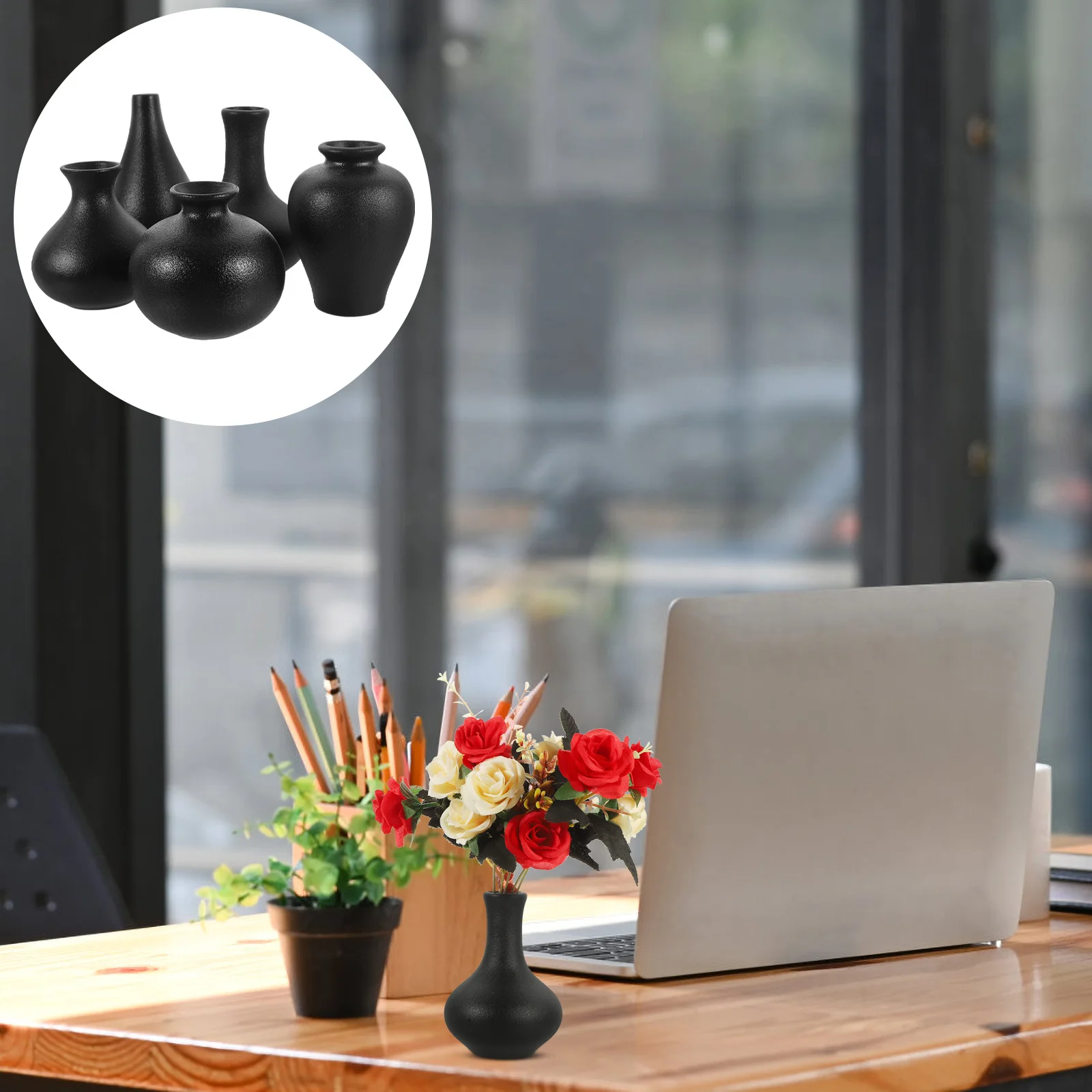 5Pcs Black Ceramic Vase Modern Flower Arrangement Holder Simple Decor Versatile Black Vase Centerpiece Vases
5Pcs Black Ceramic Vase Modern Flower Arrangement Holder Simple Decor Versatile Black Vase Centerpiece Vases