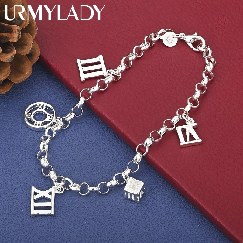 URMYLADY 925 Sterling Silver Roman Round Square Bracelet For Women Fashion Wedding Party Charm Jewelry
URMYLADY 925 Sterling Silver Roman Round Square Bracelet For Women Fashion Wedding Party Charm Jewelry