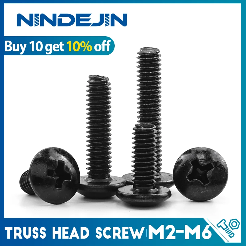 NINDEJIN 10-50Pcs M3 M4 TM Screws Phillips Truss Mushroom Head Screw Black Plated Electronic Carbon Steel Samll Screws
NINDEJIN 10-50Pcs M3 M4 TM Screws Phillips Truss Mushroom Head Screw Black Plated Electronic Carbon Steel Samll Screws