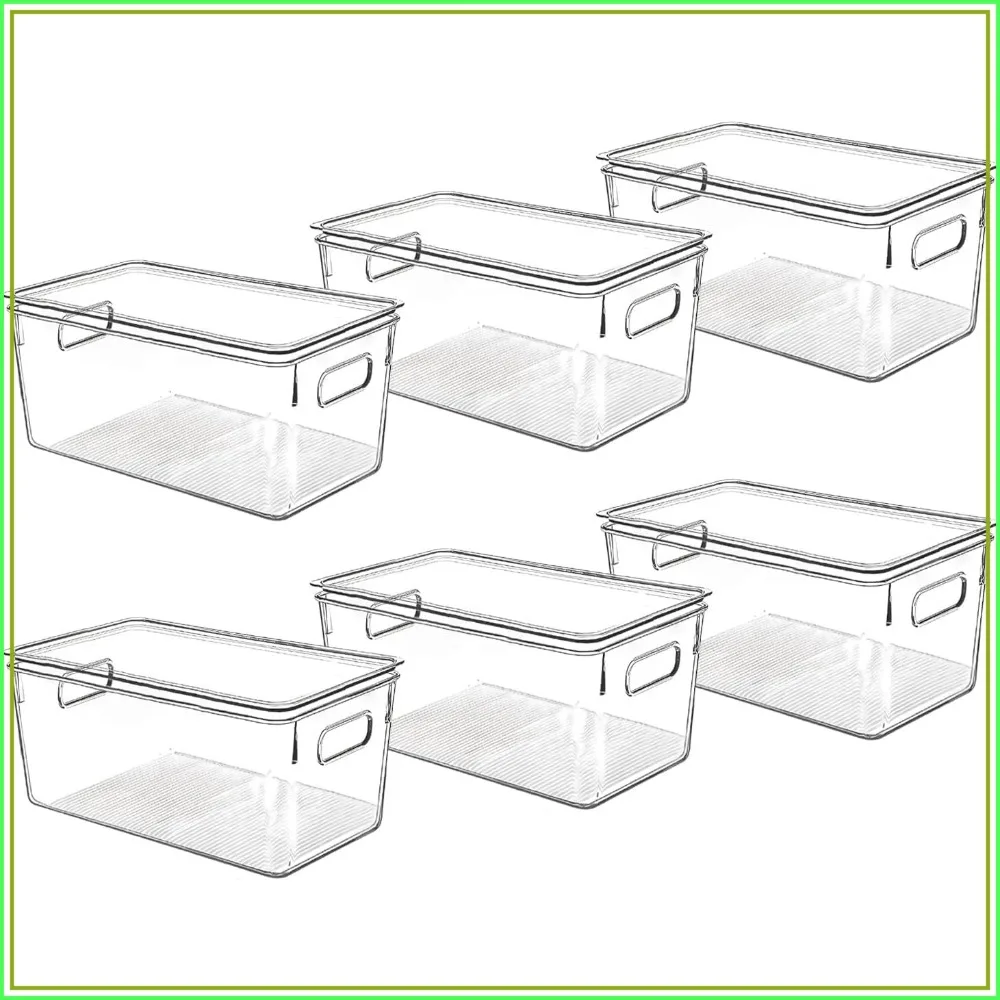 Clear Plastic Storage Bins with Lids, Stackable Fridge Organizer for Kitchen and Pantry
Clear Plastic Storage Bins with Lids, Stackable Fridge Organizer for Kitchen and Pantry
