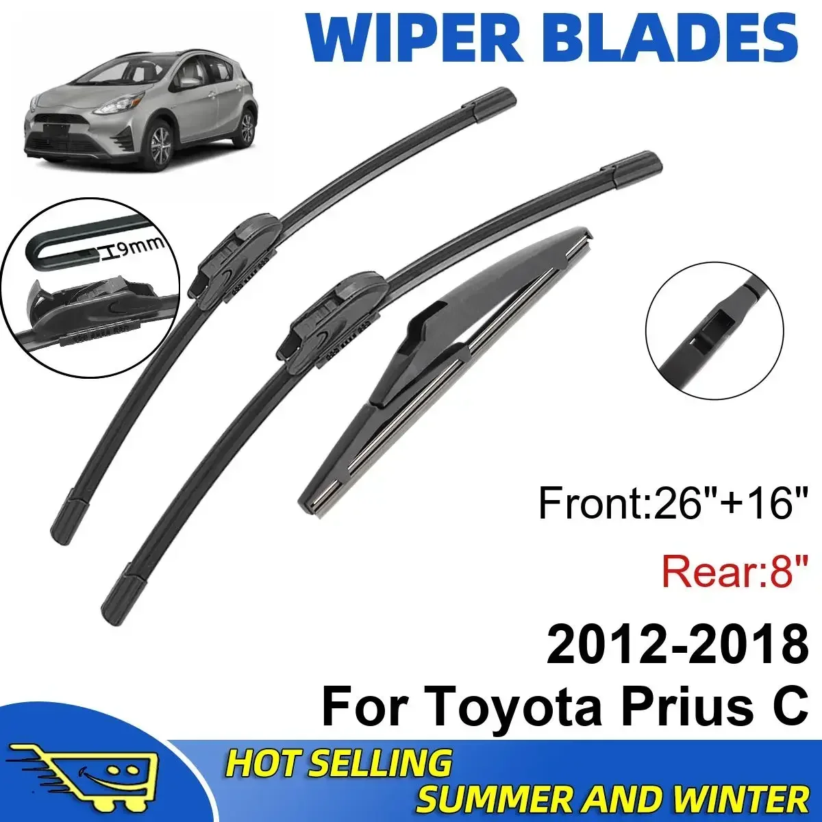 3PCS For Toyota Prius C 2012-2018 26" + 16"+ 8" Front Rear Wiper Blades Windshield Windscreen Window Cutter Accessories
3PCS For Toyota Prius C 2012-2018 26" + 16"+ 8" Front Rear Wiper Blades Windshield Windscreen Window Cutter Accessories