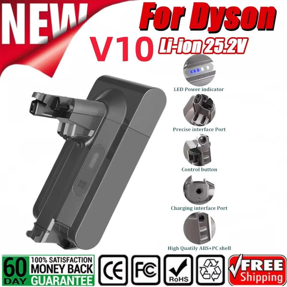 Replacement for Dyson V10 Battery 25.2V 6000mAh-8000mAh Compatible with V10 Animal/Absolute Fluffy Vacuum Cleaner.
Replacement for Dyson V10 Battery 25.2V 6000mAh-8000mAh Compatible with V10 Animal/Absolute Fluffy Vacuum Cleaner.
