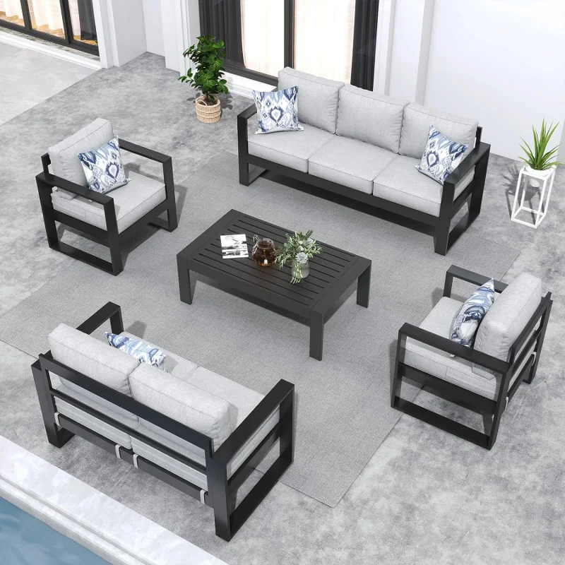Q5 Piece Modern Aluminum Furniture Set, Outdoor Patio Sectional Conversation Metal Seating Sets with Olefin Cushion and Co
Q5 Piece Modern Aluminum Furniture Set, Outdoor Patio Sectional Conversation Metal Seating Sets with Olefin Cushion and Co