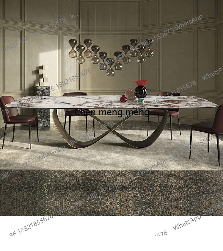 Light luxury fish belly white rock slab dining table simple, modern living room table
Light luxury fish belly white rock slab dining table simple, modern living room table