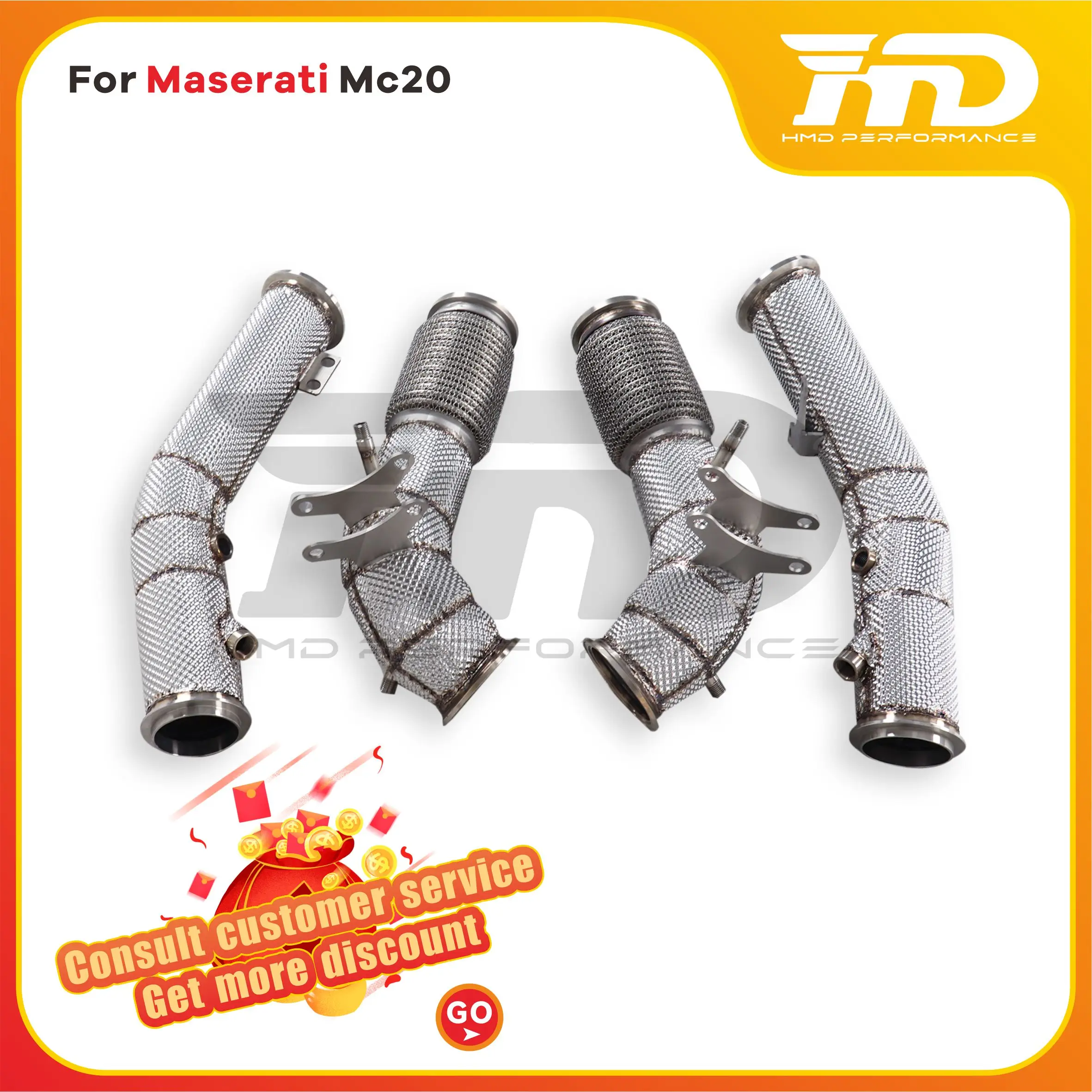HMD Downpipe for Maserati MC20 3.0T Exhaust System Stainless Steel Performance with Catalytic Header Lossless installation
HMD Downpipe for Maserati MC20 3.0T Exhaust System Stainless Steel Performance with Catalytic Header Lossless installation