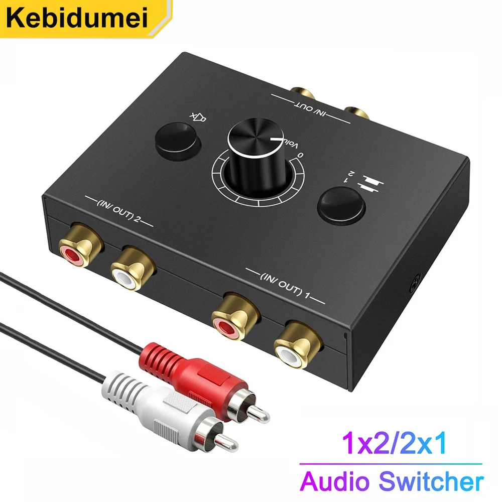 2x1/1x2 Audio Switcher Splitter Bi-Directional Audio Switcher With Mute Button L / R RCA Stereo Audio Switch Audio Splitter
2x1/1x2 Audio Switcher Splitter Bi-Directional Audio Switcher With Mute Button L / R RCA Stereo Audio Switch Audio Splitter