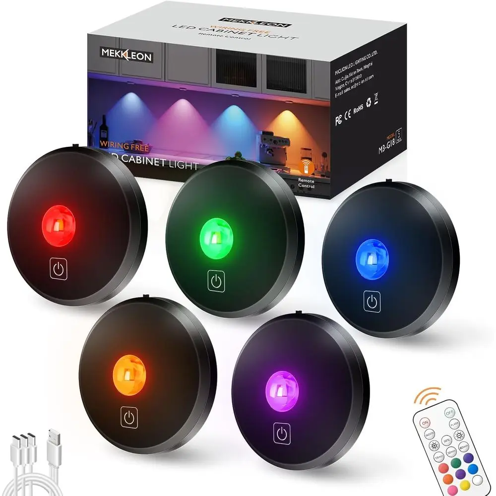 RGB Puck Lights with Remote Control, 2000mAh Rechargeable Stick on Led Lights, 9 Col& 2 , Tap Light with Timing,Under Cabinet Li
RGB Puck Lights with Remote Control, 2000mAh Rechargeable Stick on Led Lights, 9 Col& 2 , Tap Light with Timing,Under Cabinet Li