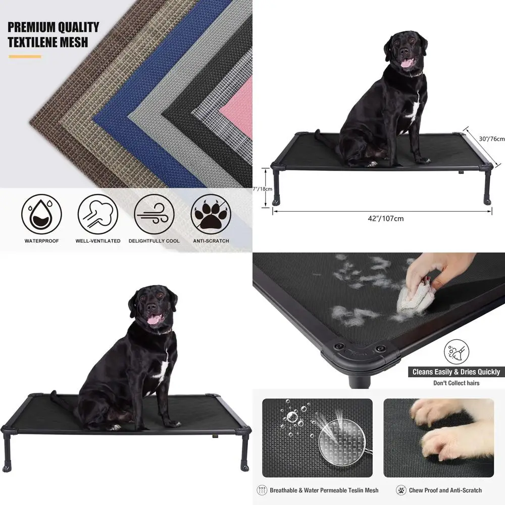 Охлаждающая алюминиевая лежанка для животных — устойчивая к укусам приподнятая лежанка для собак с сеткой из текстилена, нескользящими ножками, подходит для использования в помещении и на улице, черная
Охлаждающая алюминиевая лежанка для животных — устойчивая к укусам приподнятая лежанка для собак с сеткой из текстилена, нескользящими ножками, подходит для использования в помещении и на улице, черная