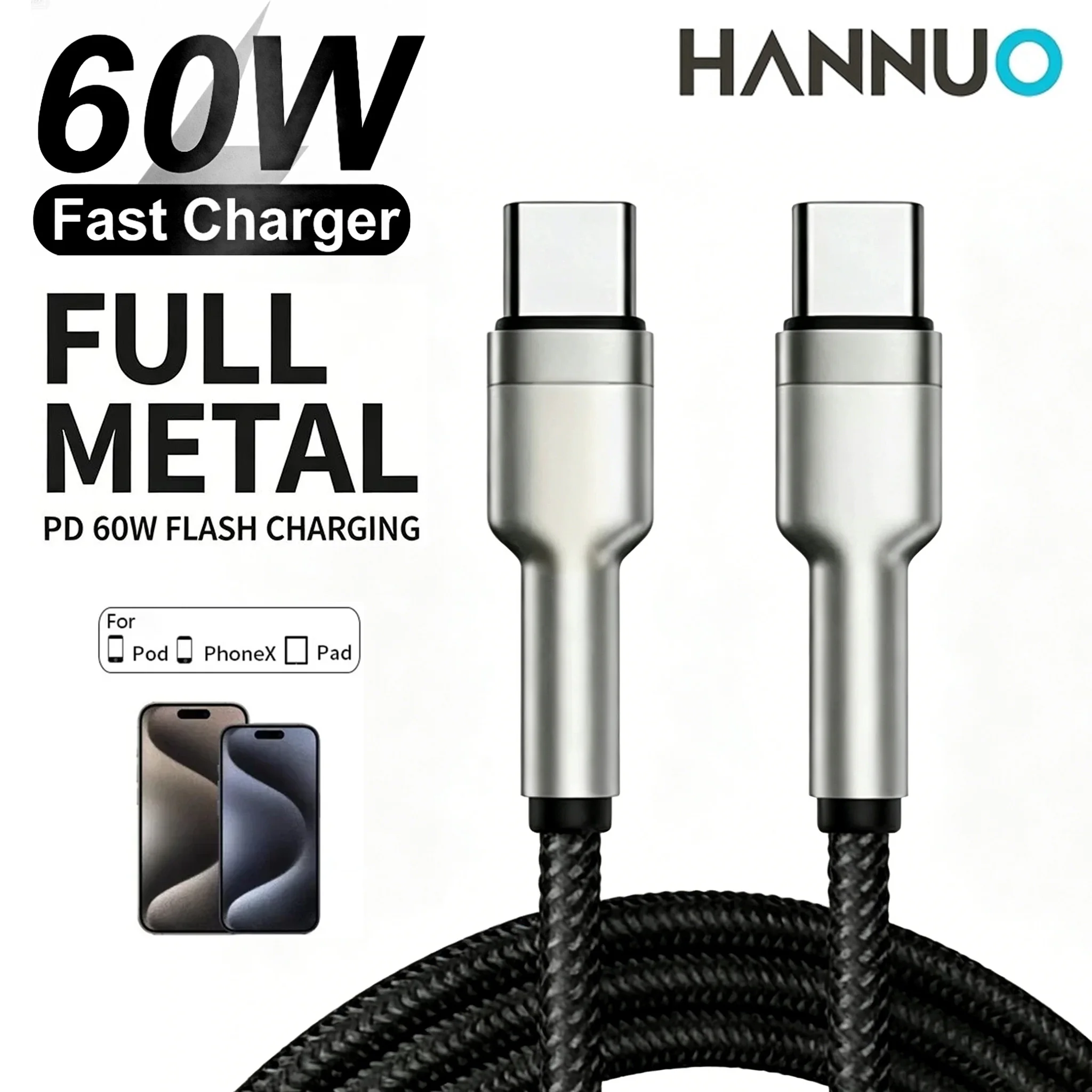 HANNUO 60W USB C to USB Type C Cable USB C Data Cord for MacBook Pro QC 4.0 PD USB C Fast Charger Cable for Xiaomi For iPhone
HANNUO 60W USB C to USB Type C Cable USB C Data Cord for MacBook Pro QC 4.0 PD USB C Fast Charger Cable for Xiaomi For iPhone