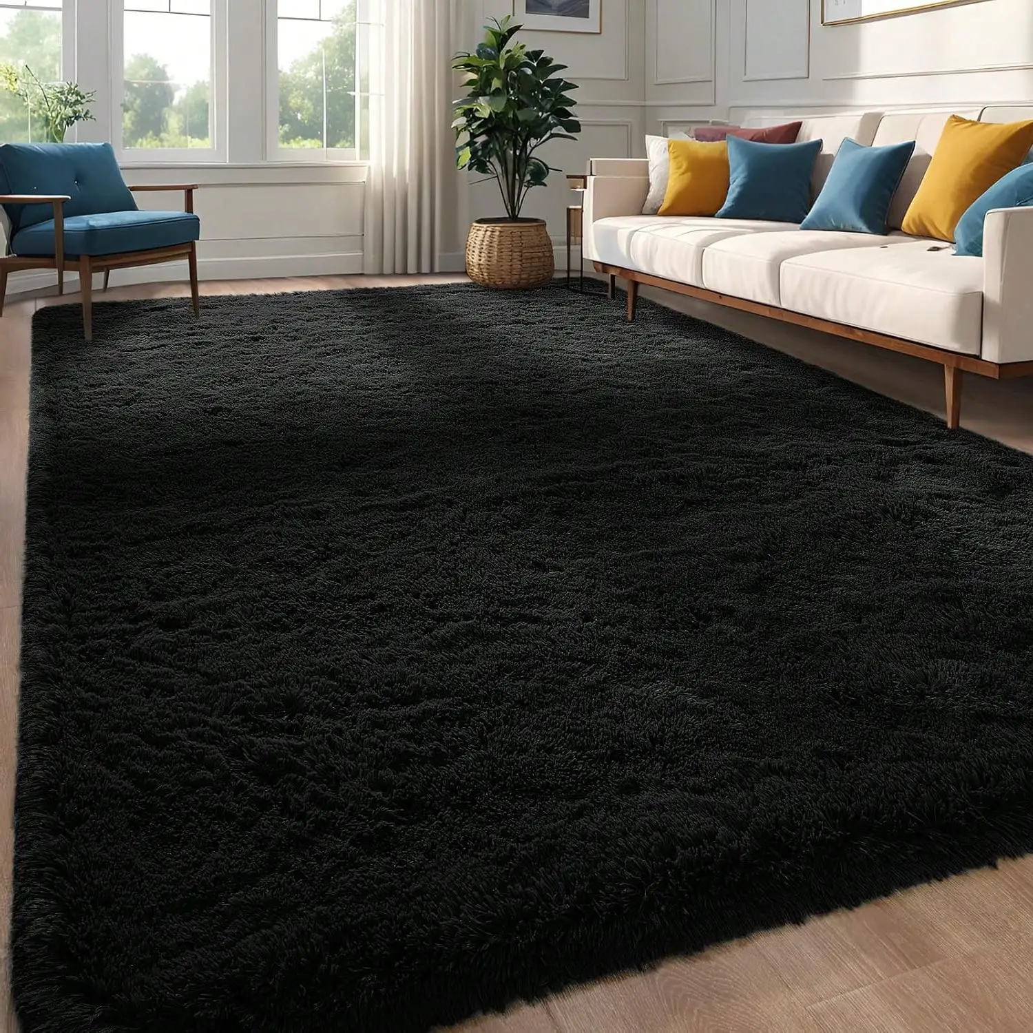 Ультрамягкий плюшевый ковер с длинным ворсом - нескользящая основа, можно стирать, черный, несколько размеров
Ультрамягкий плюшевый ковер с длинным ворсом - нескользящая основа, можно стирать, черный, несколько размеров