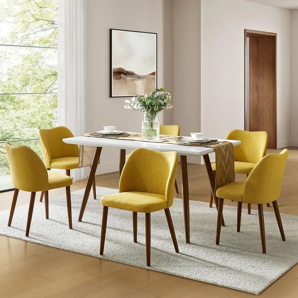 6-Piece Upholstered Dining Chair Set with Curved Padded Back and Wood Legs, Modern Accent Chairs for Kitchen or Dining Room, Mus
6-Piece Upholstered Dining Chair Set with Curved Padded Back and Wood Legs, Modern Accent Chairs for Kitchen or Dining Room, Mus