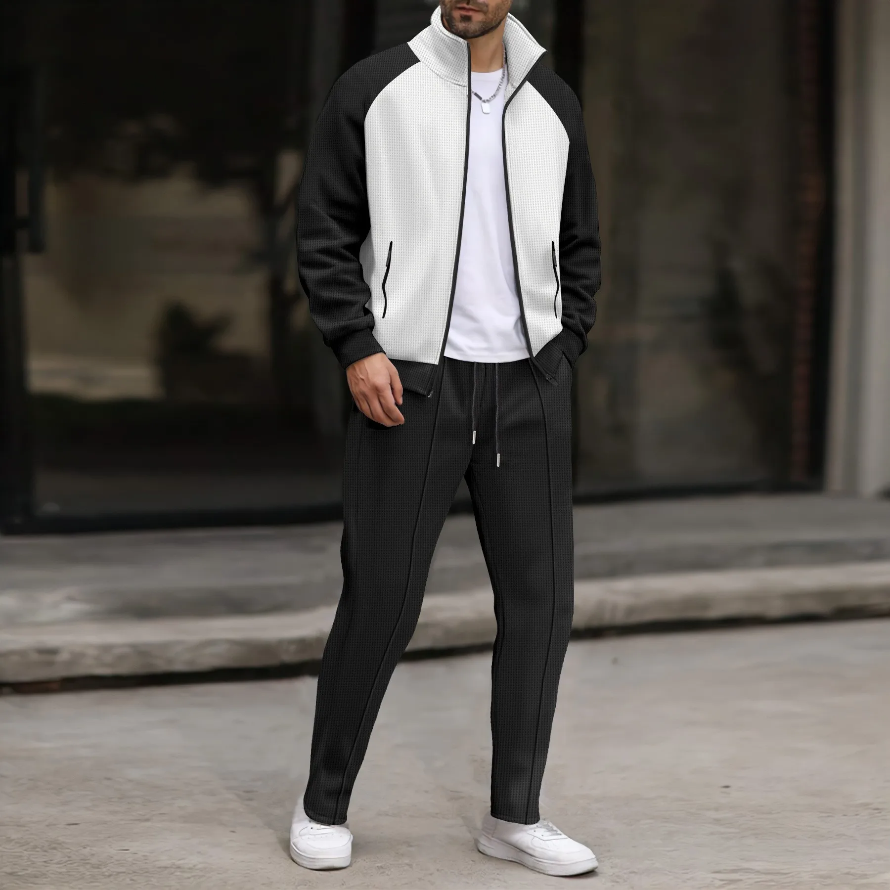 2026 Autumn New Men's Coat High-Neck Color-Block Zipper Raglan Sleeve Zip-Up Cardigan Jacket and Trousers Two-Piece Set
2026 Autumn New Men's Coat High-Neck Color-Block Zipper Raglan Sleeve Zip-Up Cardigan Jacket and Trousers Two-Piece Set