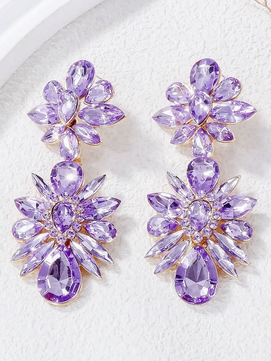 Exaggerated Crystal Flower Drop Earrings For Women Wedding Party Jewelry
Exaggerated Crystal Flower Drop Earrings For Women Wedding Party Jewelry