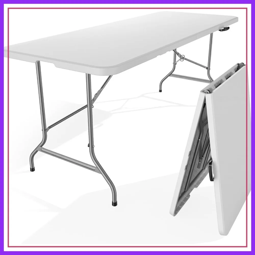 6 Feet Folding Picnic Table, Plastic Table with Carrying Handle, Heavy Duty Portable for Camping Party, White
6 Feet Folding Picnic Table, Plastic Table with Carrying Handle, Heavy Duty Portable for Camping Party, White