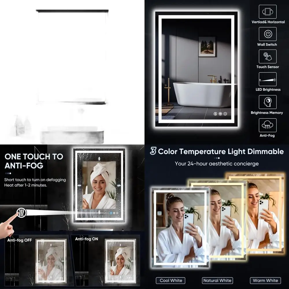 24x32 LED Illuminated Vanity Mirror with Backlit Anti-Fog and 3-Color Temperature Adjustment, Dimmable and HD Tempered Glass
24x32 LED Illuminated Vanity Mirror with Backlit Anti-Fog and 3-Color Temperature Adjustment, Dimmable and HD Tempered Glass