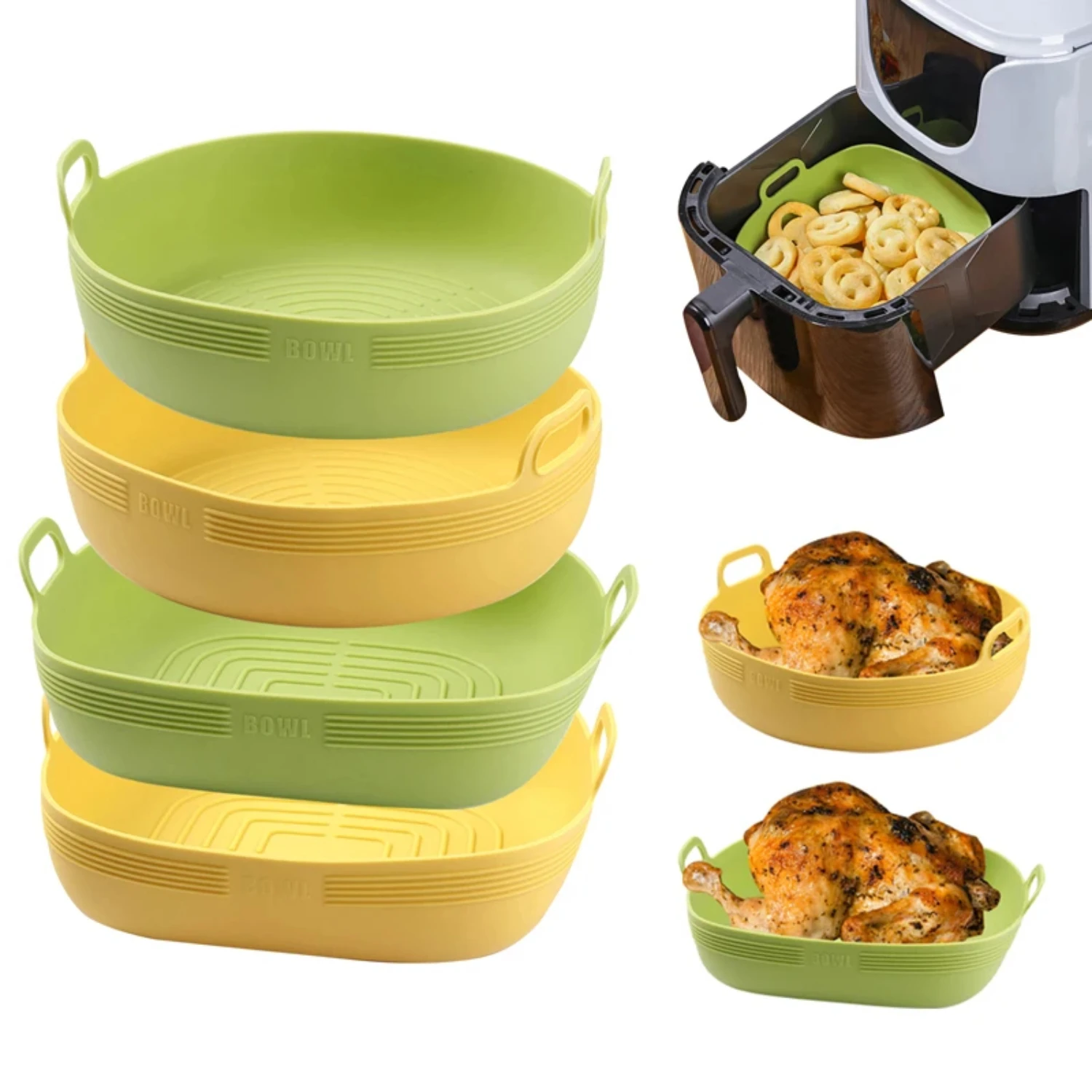 Round Replacement Air Fryer Silicone Pot, Air Fryers Oven Baking Tray, Fried Chicken Basket Mat and Grill Pan - Premium AirFryer
Round Replacement Air Fryer Silicone Pot, Air Fryers Oven Baking Tray, Fried Chicken Basket Mat and Grill Pan - Premium AirFryer