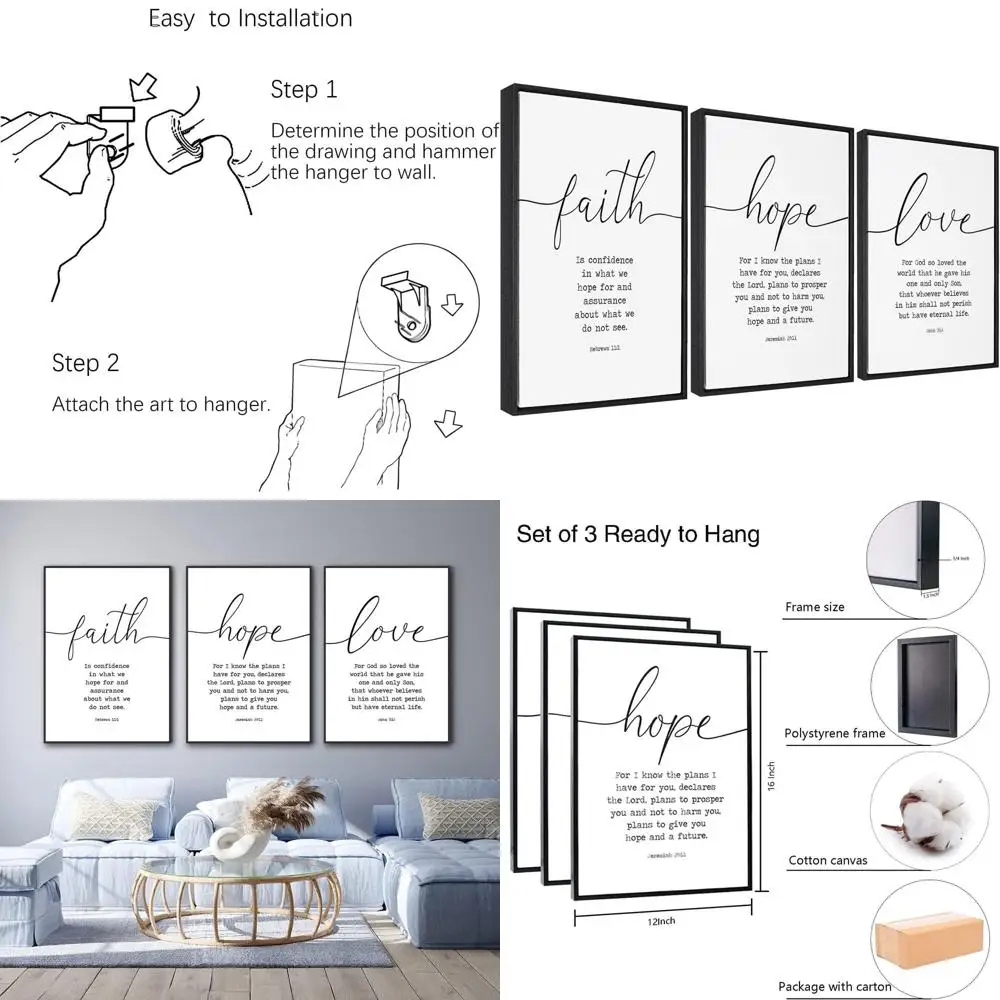 Набор из 3 настенных холстов Serene Faith, Hope and Love — большой христианский декор для гостиной
Набор из 3 настенных холстов Serene Faith, Hope and Love — большой христианский декор для гостиной