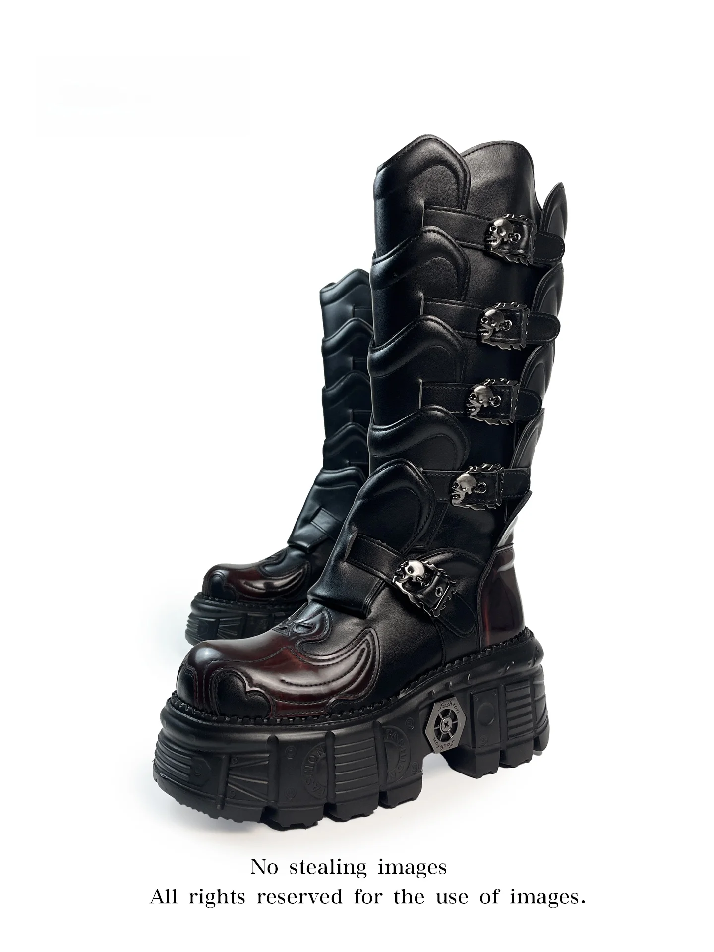 Mib'Vias Punk Style Long Boots Heavy Metal Thick Bottom Dark Red Vintage Belt Buckle Fashionable Winter High Heels round Toe
Mib'Vias Punk Style Long Boots Heavy Metal Thick Bottom Dark Red Vintage Belt Buckle Fashionable Winter High Heels round Toe
