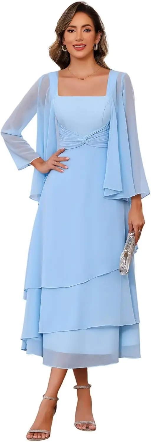 Women's 2 Piece Mother of The Bride Dresses with Jacket Pleated Chiffon Formal Evening Gown
Women's 2 Piece Mother of The Bride Dresses with Jacket Pleated Chiffon Formal Evening Gown