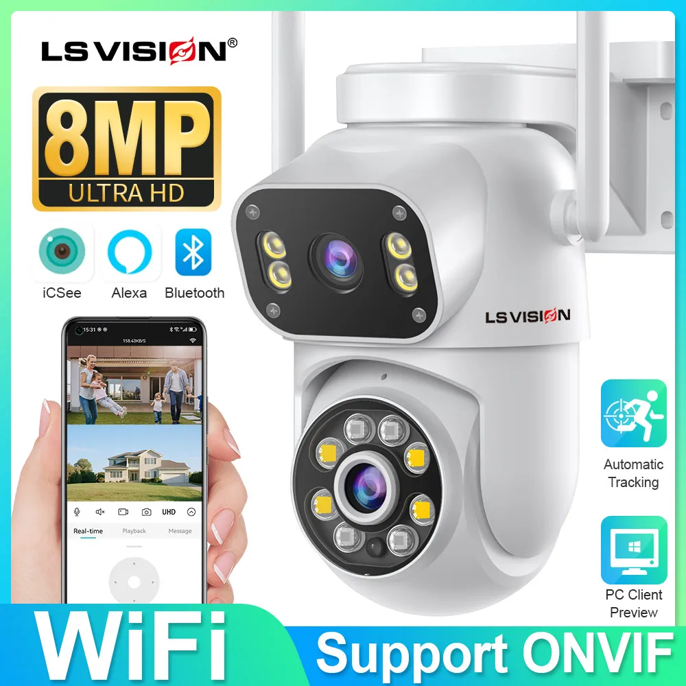 LS VISION 4K 8MP Wifi PTZ Camera Outdoor Dual Lens Dual Screen AI Auto Tracking IP Camera CCTV Video Surveillance P2P iCSee
LS VISION 4K 8MP Wifi PTZ Camera Outdoor Dual Lens Dual Screen AI Auto Tracking IP Camera CCTV Video Surveillance P2P iCSee