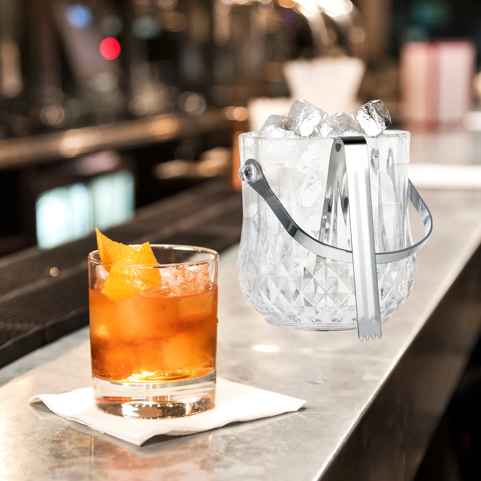 Household Glass Ice Bucket Transparent Portable Storage Barrel with Handle Ice Tong for Bar Restaurant Party Buffet Wine Beer
Household Glass Ice Bucket Transparent Portable Storage Barrel with Handle Ice Tong for Bar Restaurant Party Buffet Wine Beer