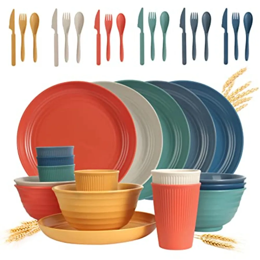 Wheat Straw Dinnerware Sets 36 Piece Unbreakable Dinnerware Sets, Reusable Wheat Straw Plates and Bowls Sets, Travel Camping Cu
Wheat Straw Dinnerware Sets 36 Piece Unbreakable Dinnerware Sets, Reusable Wheat Straw Plates and Bowls Sets, Travel Camping Cu