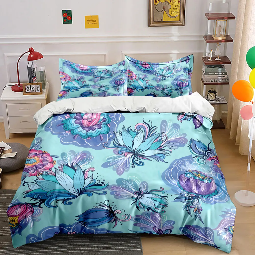 Dreamy Blue and Purple Floral Pattern Print Bedding Set 1 Duvet Cover 2 Pillowcases for Adult and Children Luxury Gift Full Size
Dreamy Blue and Purple Floral Pattern Print Bedding Set 1 Duvet Cover 2 Pillowcases for Adult and Children Luxury Gift Full Size