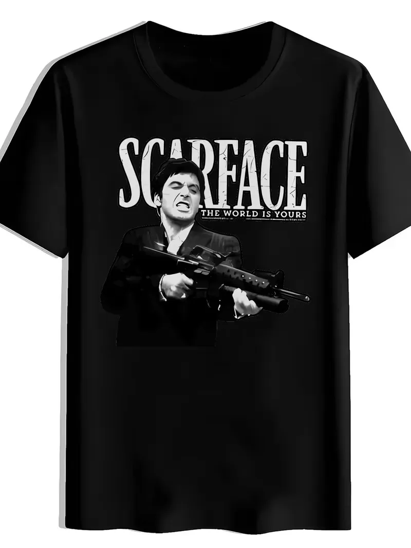 Men's Black Scarface Graphic T-Shirt - Casual Crew Neck, Short Sleeve, Summer Po
Men's Black Scarface Graphic T-Shirt - Casual Crew Neck, Short Sleeve, Summer Po