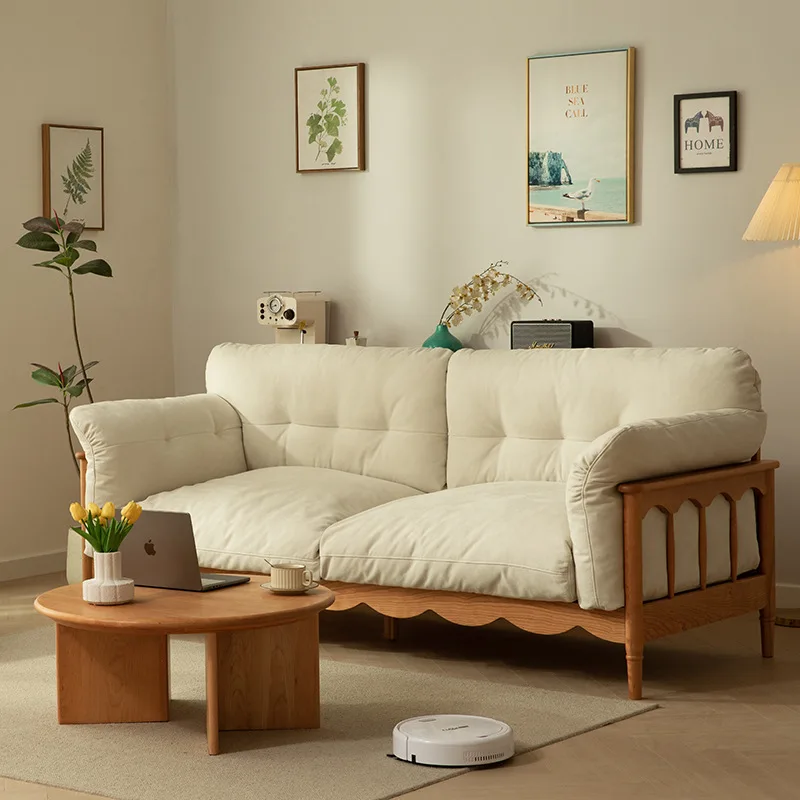 # Small Household Sofa All Solid Cherry Wood With Cream Wind Design Filled Sponge
# Small Household Sofa All Solid Cherry Wood With Cream Wind Design Filled Sponge