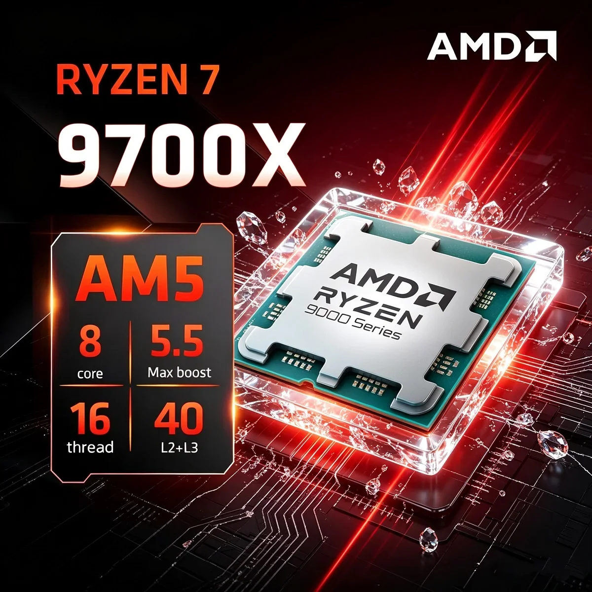 AMD Ryzen 7 9700X Gaming Processor R7 9700X Socket AM5 3.8GHz 8-Core 16-Thread L3=32M 65W DDR5 4NM No Fan
AMD Ryzen 7 9700X Gaming Processor R7 9700X Socket AM5 3.8GHz 8-Core 16-Thread L3=32M 65W DDR5 4NM No Fan