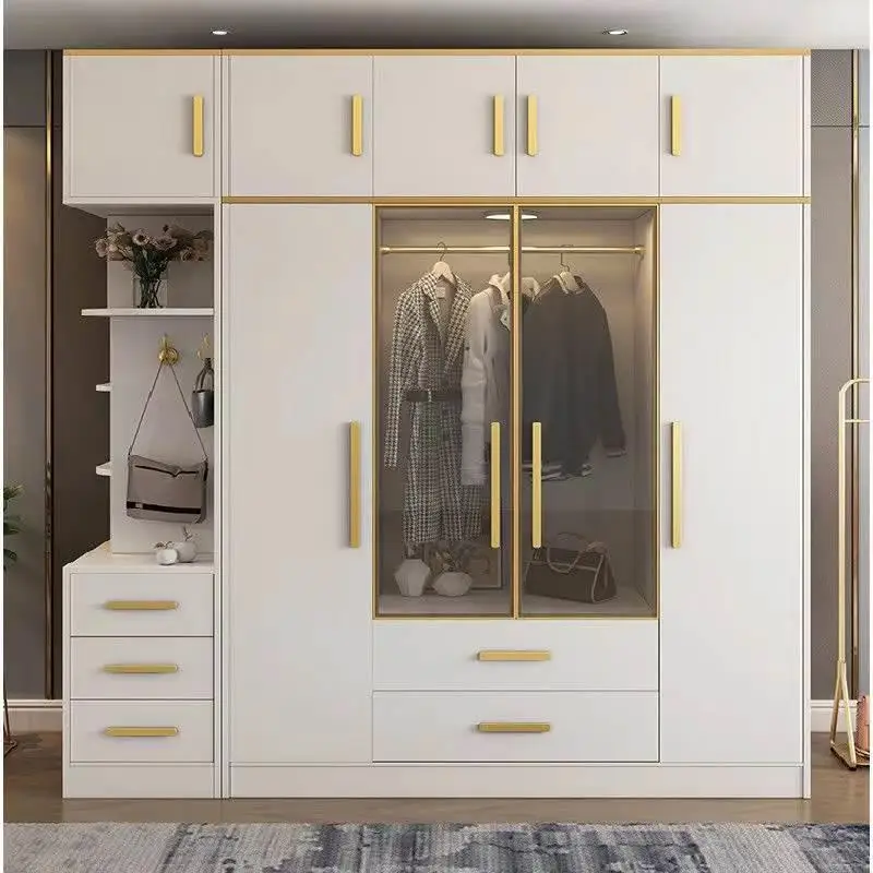 !@White Bedroom Cabinet Four Six Glass Doors Functional Wardrobe Modern Style Simple Modern Light Luxury MDF Assembled Home Use
!@White Bedroom Cabinet Four Six Glass Doors Functional Wardrobe Modern Style Simple Modern Light Luxury MDF Assembled Home Use