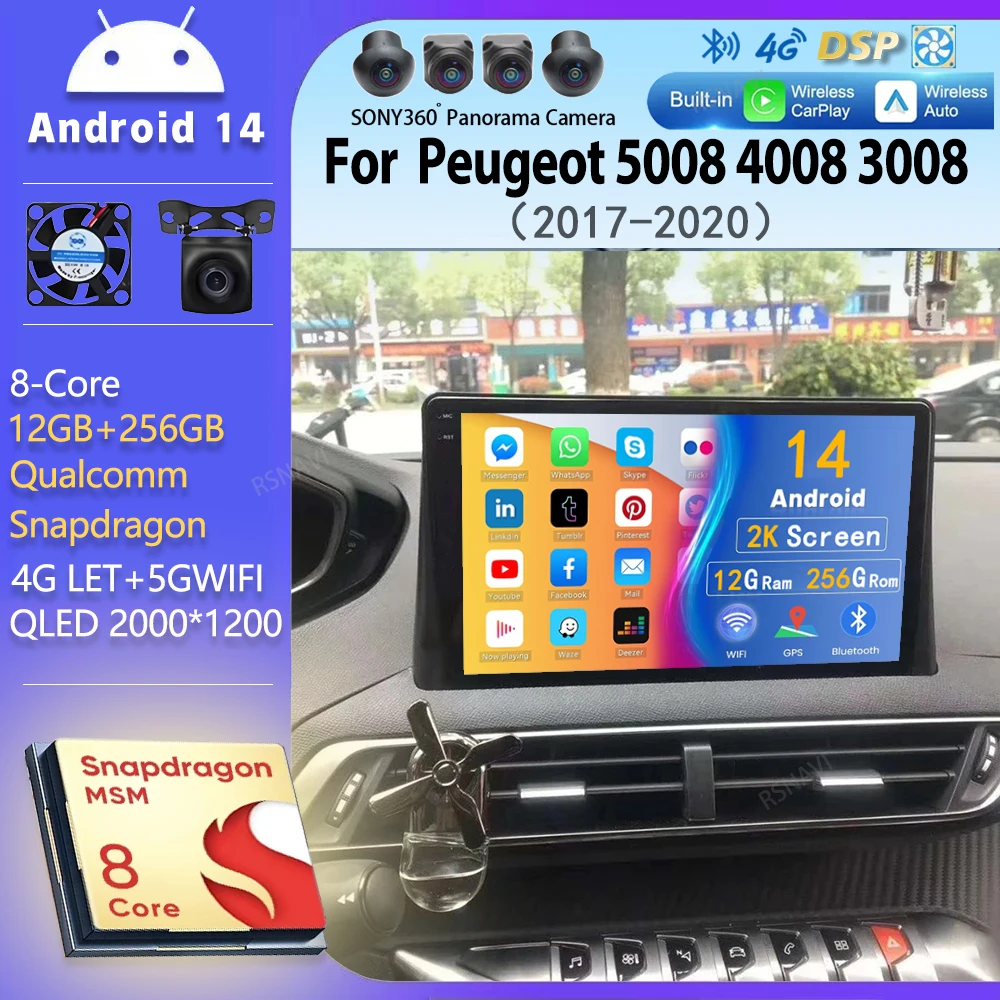 Android 14 wifi+4G Carplay Car Radio For Peugeot 5008 4008 3008 2017-2020 Navigation GPS Video Player Stereo auto DVD Multimedia
Android 14 wifi+4G Carplay Car Radio For Peugeot 5008 4008 3008 2017-2020 Navigation GPS Video Player Stereo auto DVD Multimedia